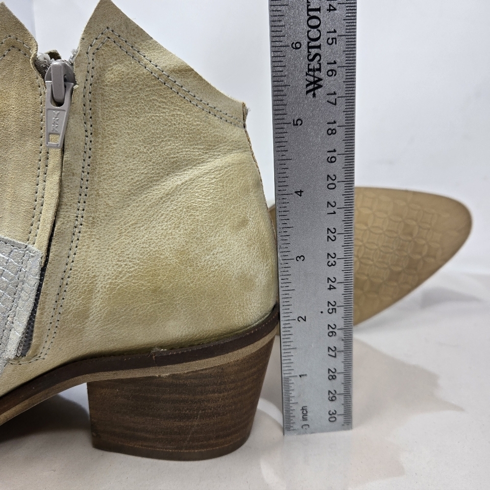 Dkode Bottine Womens Cowgirl Boots Sz 7.5 Distressed Leather Patchwork Side Lace - Picture 9 of 12